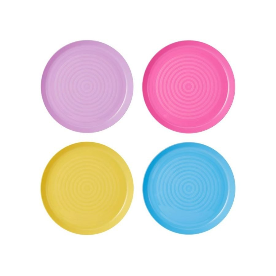 12 x Plastic Plate Coloured 250mm 4 Pack