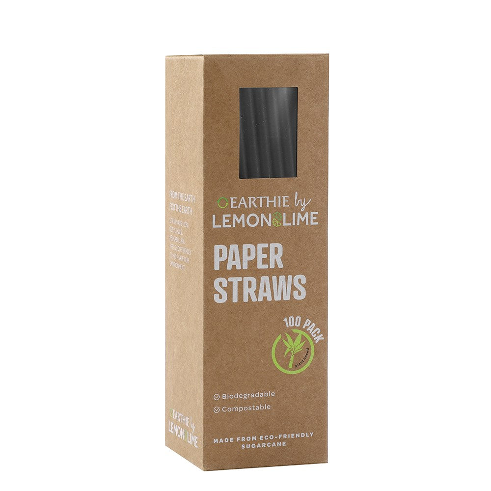 Lemon & Lime Eco Paper Straws Black 100pcs
