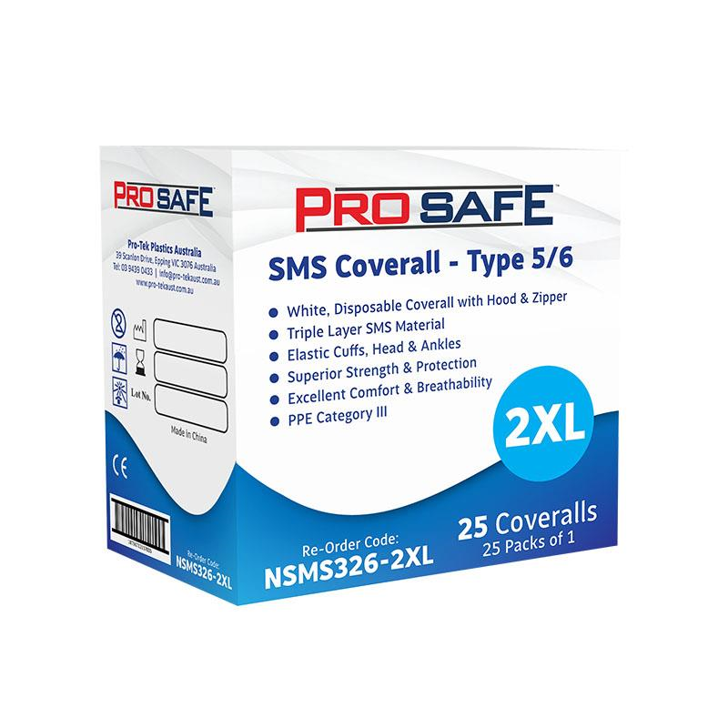 ProSafe SMS Coverall Type 2XL 5/6 White 25pcs