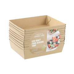Lemon & Lime Eco Kraft Food Serving Tray 23x17x5cm 10 Pack