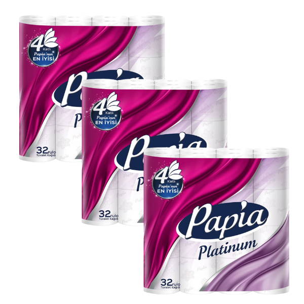 3 x Papia Platinum 4ply Toilet Paper 32 Rolls