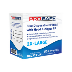 ProSafe Blue Disposable Coverall With Hood & Zipper PP 2XL 50pcs