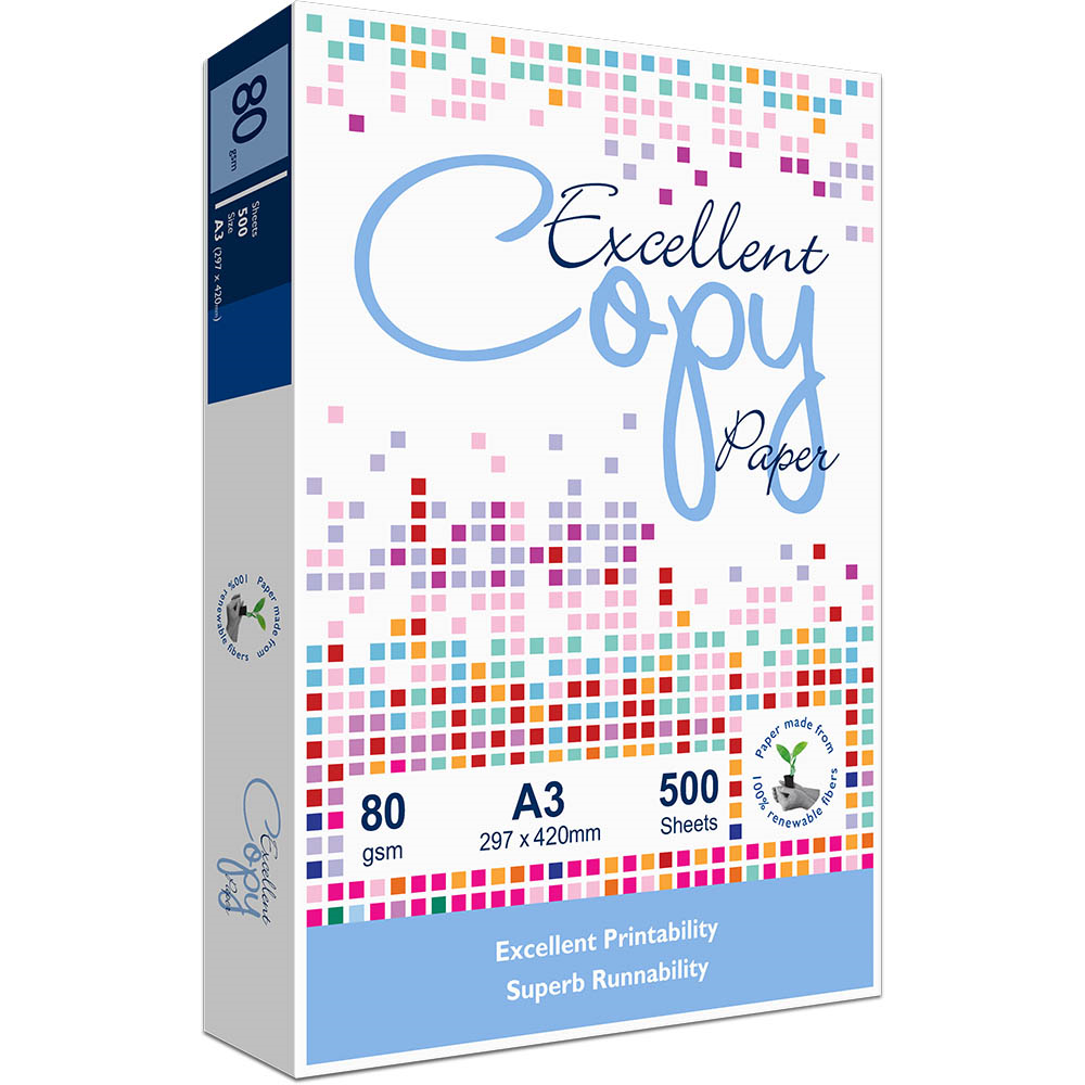 Excellent Copy Paper A3 80gsm White Ream of 500pcs