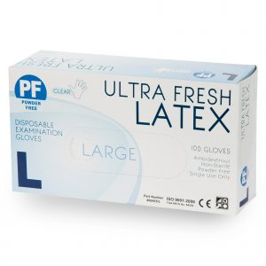 Ultra Fresh Powder Free Latex Gloves Clear Large 100pcs