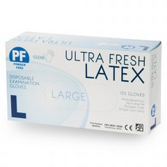 Ultra Fresh Powder Free Latex Gloves Clear Large 100pcs