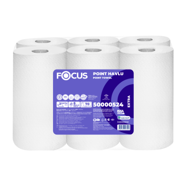 6 x Focus Point Extra Centrefeed Roll Towel 2ply 70m 280 Sheets