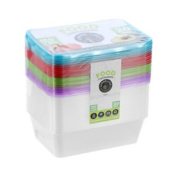 Lemon & Lime Reusable Rectangle Containers 750ml Coloured Lids 20 Pack