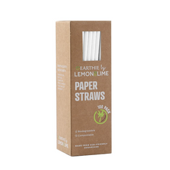 Lemon & Lime Eco Paper Straws White 100pcs