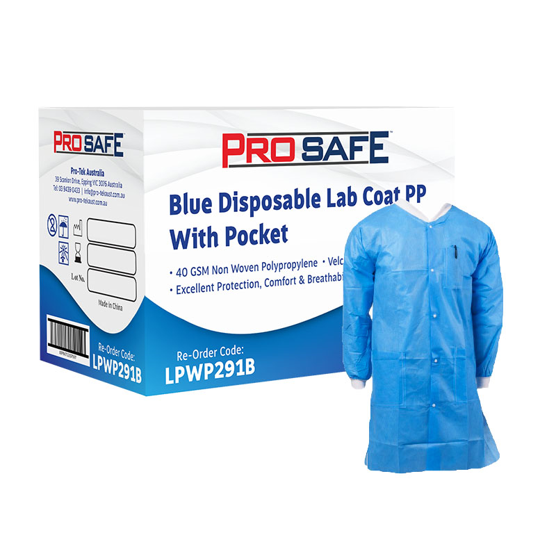 ProSafe Blue Disposable Lab Coat PP with Pocket 50pcs