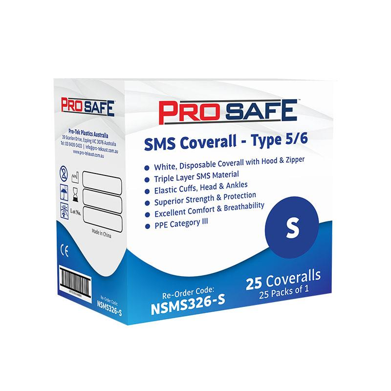 ProSafe SMS Coverall Type Small 5/6 White 25pcs