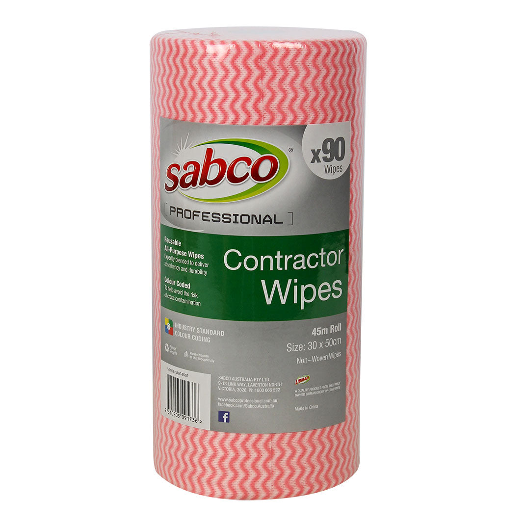 Sabco Professional Contractor Wipes 90 Sheets Red