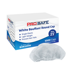 ProSafe White Bouffant Round Cap Hair Net 21” 1000pcs