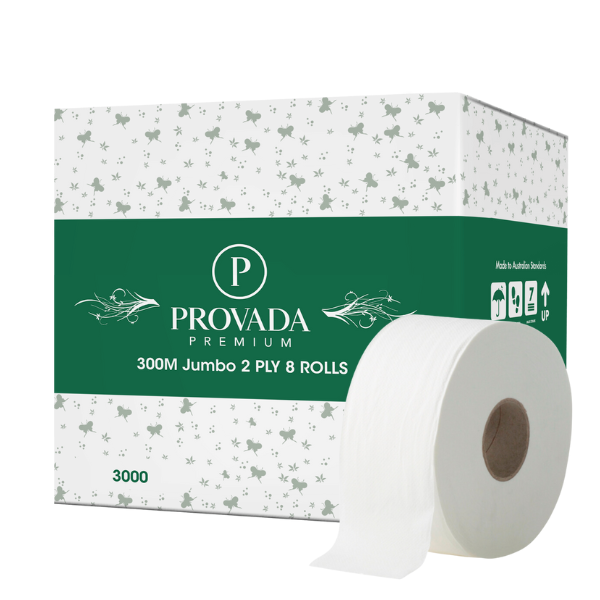 Provada Premium Jumbo Toilet Rolls 2ply 300m x 8 Rolls