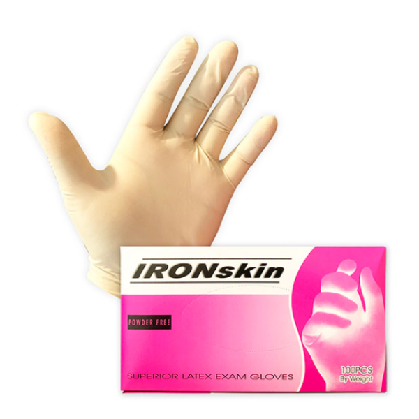 Ironskin Powder Free Latex Gloves Large 1000pcs Past Exp