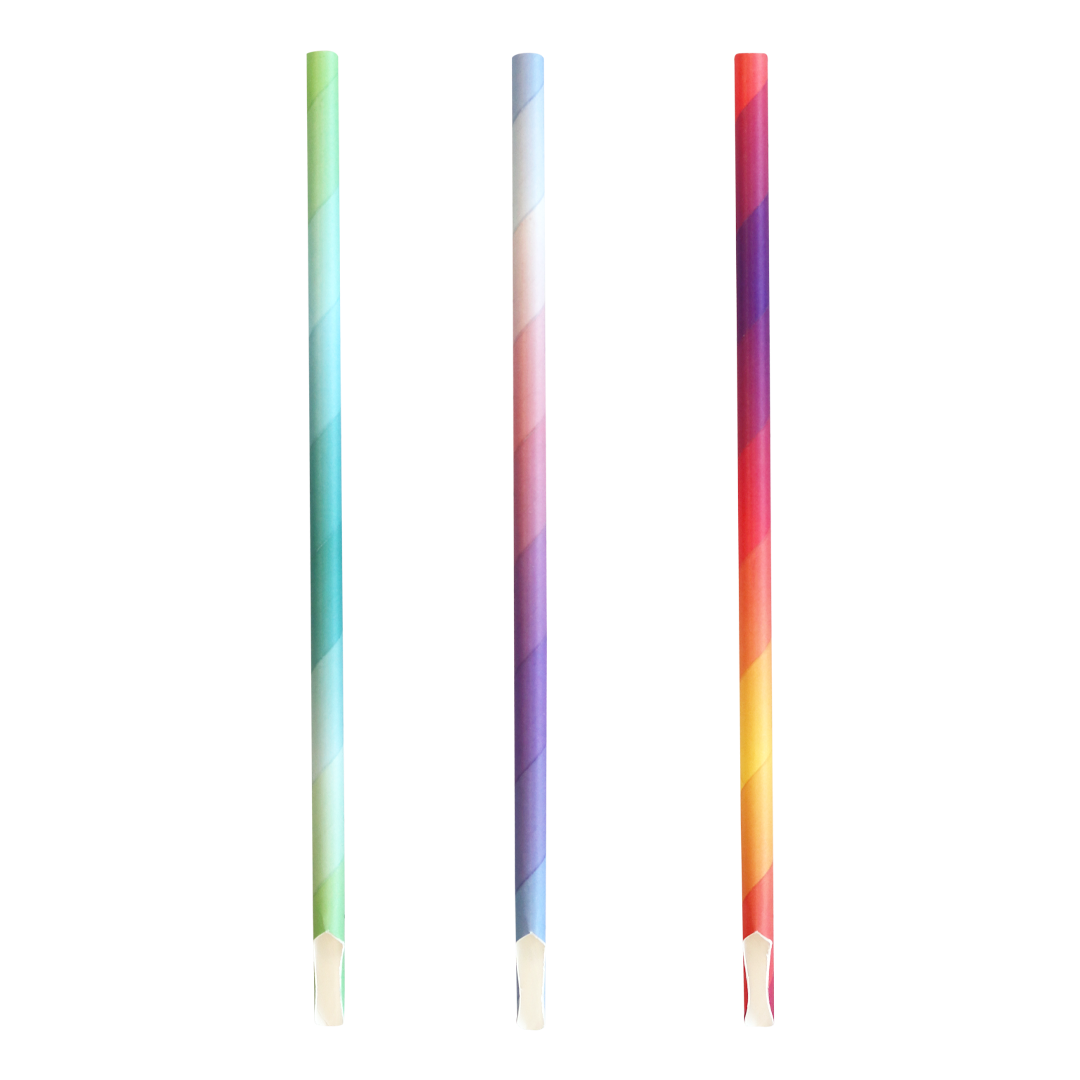 Eco-Straw 5ply Wrapped Paper Spoon Straw 8.2mm Mixed Colours 1000pcs