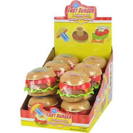 Koko Fast Burger Lollipop With Candy Powder 20g * 12 Pack