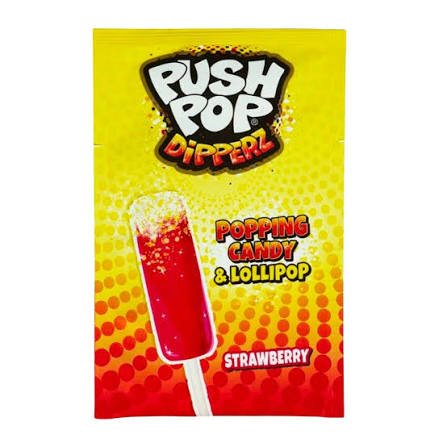 Bazooka Push Pop Dipperz Popping Candy Lollipop Strawberry 12 g * 48 Pack