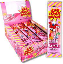 Sour Power Candy Straws - Pink Lemonade 50g * 24 Pack