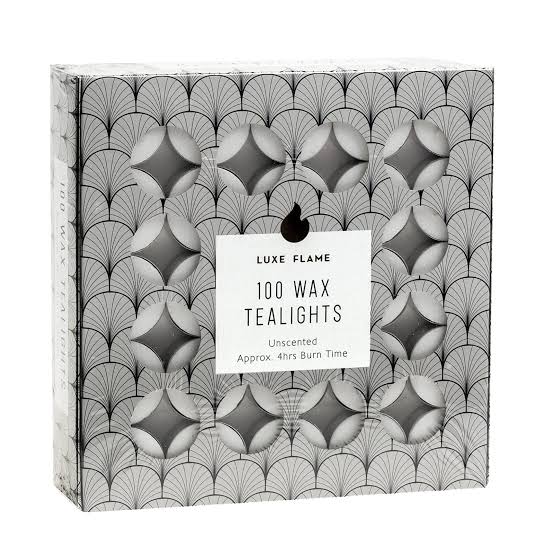 Luxe Flame 100 Wax Tealights Unscented