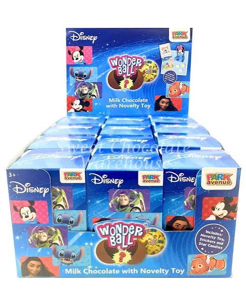 Disney Wonderball Milk Chocolate with Novelty Toy 25g * 12 Pack