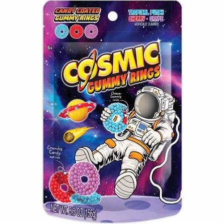 Cosmic Gummy Rings (Tropical Punch, Cherry, Grape) 227G * 6 Bags