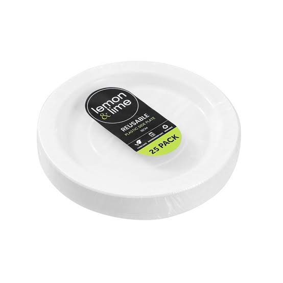 Lemon & Lime - Plastic Side Plate White 18Cm 25pk X 12