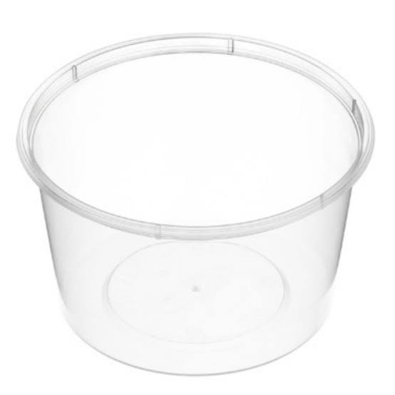 Genfac - Round Plastic Food Containers - Natural - 600ml - 50pcs