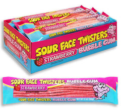 Sour Face Twisters Sour Bubble Gum Strawberry 56g * 12 Pack