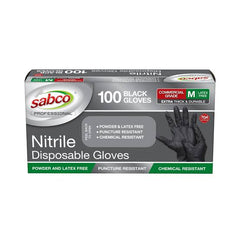 Sabco - Professional Nitrile Disposable Gloves Black Medium 100pcs