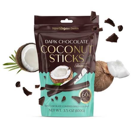 Milk Chocolate Covered Dried Coconut Sticks 100g * 12 Pack