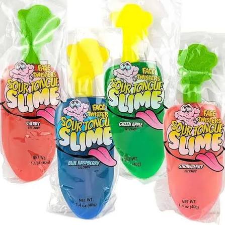 Face Twisters Sour Tongue Slime Double Pack Green Gel Candy 40g * 18 Pack