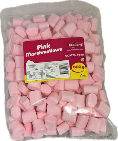 Pink Cylinder Marshmallows Bag 800g