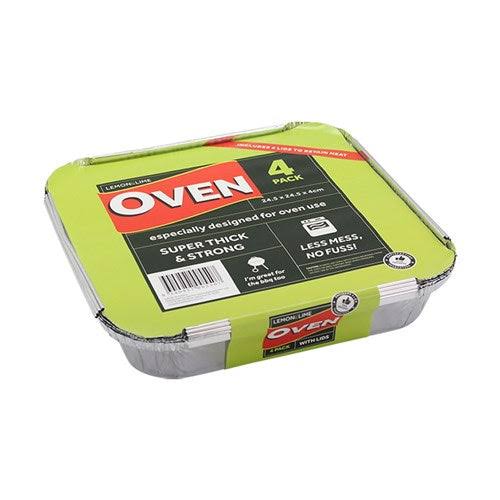 Lemon & Lime - Foil Tray With Clear Lid 22x22x4cm 4 Pack