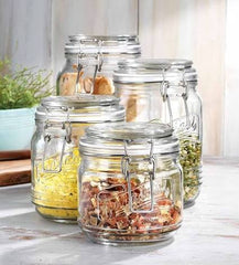 Glass Containter with Lids Pasta - Coffee - Sugar - Tea - 4 pcs Set