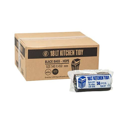 Kitchen Tidy Black Hdpe Bags 18lt