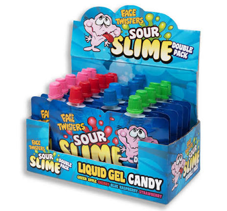Face Twisters Sour Tongue Slime Double Pack Blue Gel Candy 40g * 18 Pack