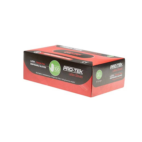 Protek - Latex Low Powder Disposable Gloves XL 100 pcs