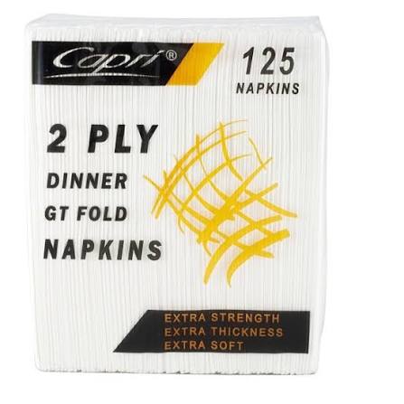 Capri - Dinner Napkin 2ply Gt Fold White 8pk