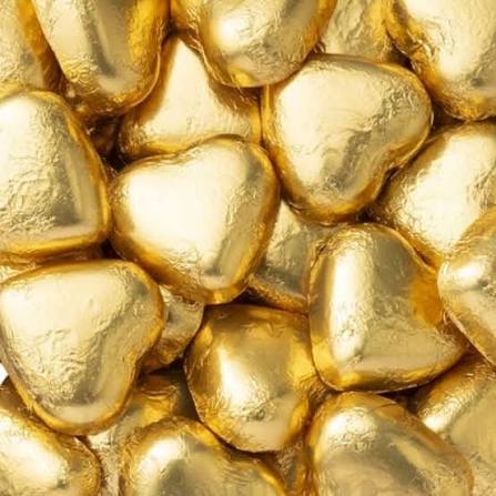 Foil Wrapped Gold Chocolate Heart Bag 500g