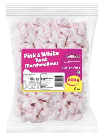 Pink & White Mini Marshmallows Bag 800g