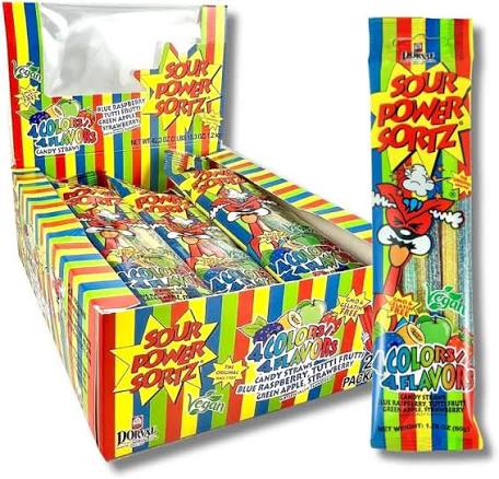 Sour Power Candy Straws - Rainbow 50g * 24 Pack