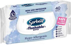 Sorbent Flushable Wipes Hypo-Allergenic 40 pack