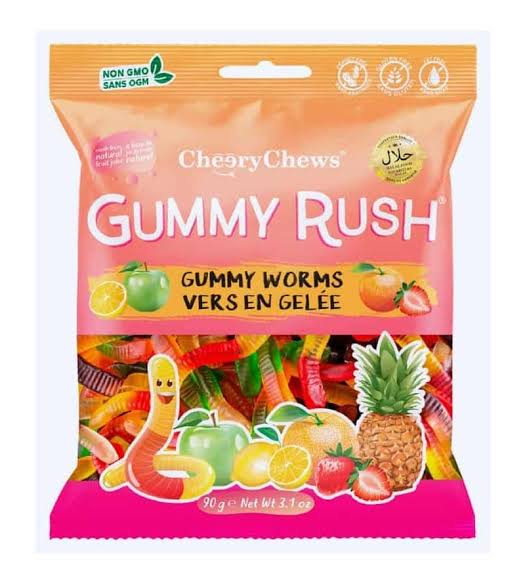 Gummy Rush Gummy Worm Bag 90g * 12 Pack