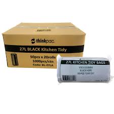 Kitchen Tidy 27L Hdpe Black Bin Bag 1000pcs