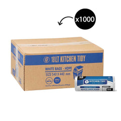 Kitchen Tidy - Bin Liners - 18L HDPE White Bin Bag 50pcs