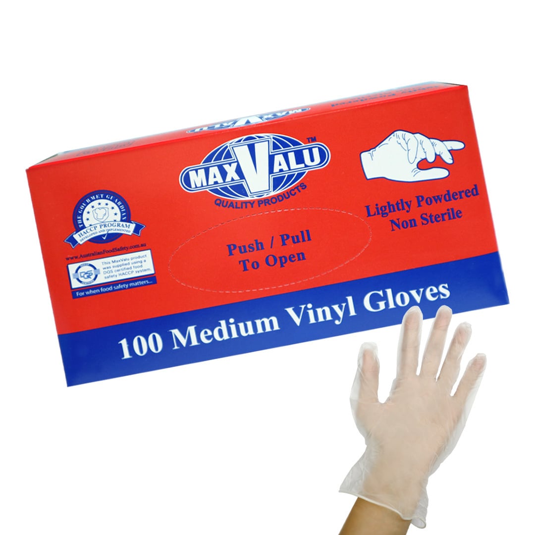 MaxValu - Lightly Powdered Vinyl Gloves Medium 100 Pcs 10 Box