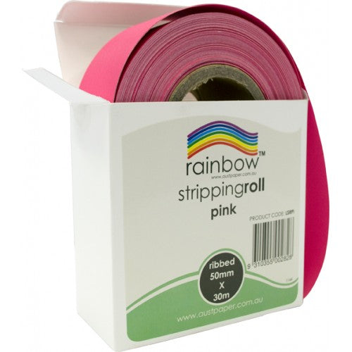 Rainbow Stripping Roll Ribbed 50mm X 30m Pink