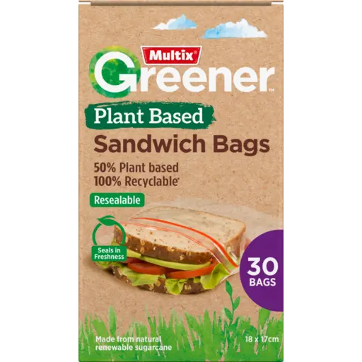 Greener Plant Based Resealable Sandwich Bags 17 cm * 30 Bag