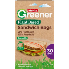 Greener Plant Based Resealable Sandwich Bags 17 cm * 30 Bag