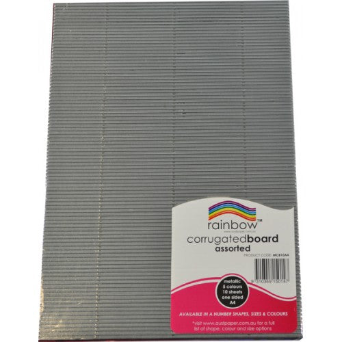 Rainbow Metallic Corrugated Board A4 10 Sheets Assorted